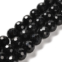 Naturali nera perle di tormalina fili, tondo sfaccettato, 9.8~10.8mm, Foro: 1 mm, circa 38pcs/filo, 15.16'' (38.5 cm)