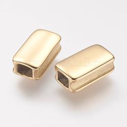 304 perline in acciaio inossidabile, placcatura ionica (ip), rettangolo, oro, 12.6x5.8x4mm, Foro: 2.6x3.3 mm