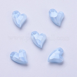 Ciondoli acrilico, imitazione perla, cuore, sfaccettato, azzurro, 11x9x4mm, Foro: 0.5 mm