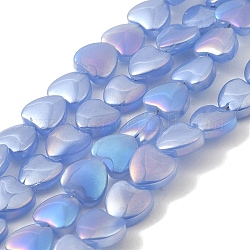 Abalorios de vidrio, corazón, azul aciano, 9.5x10x4mm, agujero: 1 mm, aproximamente 79 pcs / cadena, 28.74 pulgada (73 cm)
