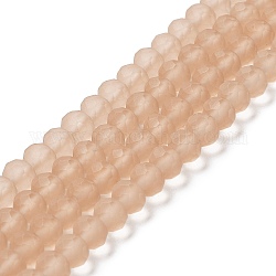 Chapelets de perles en verre transparente  , facette, mat, rondelle, chameau, 8mm, Trou: 1mm, Environ 65~68 pcs/chapelet, 15.7~16.1 pouce (40~41 cm)