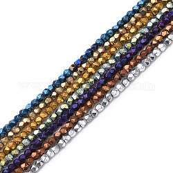 Electroplate non magnetici ematite Perle sintetiche fili, sfaccettato, poligono, colore misto, 2.5~3mm, Foro: 0.9 mm, circa 145pcs/filo, 15.35 pollice (39 cm)