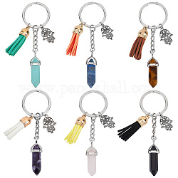 Nbeads porte-clés en cristal breloque hamsa, Porte-clés enveloppé de fil de cuivre, pierres précieuses naturelles, amulette à main hamsa