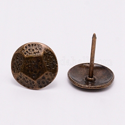 Unghie di ferro, unghie in schiuma per divano, per la decorazione di mobili, tondo, bronzo antico, 22.9x19.8mm, ago :1.9mm