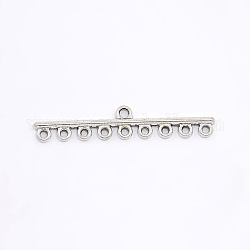 Tibetan Style Chandelier Components Links, Cadmium Free & Nickel Free & Lead Free, Rectangle,  Antique Silver, 45x9x2mm, Hole: 2mm