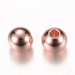 Perles en laiton, ronde, or rose, 8x7.5mm, Trou: 2mm