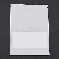 Крафт-бумага с открытым верхом сумки на молнии, мешки для хранения продуктов, закрывающиеся пакеты, для хранения упаковки, со слезоточивыми насечками, прямоугольные, белые, 12.8x9.1x0.15 см, внутренней меры: 8 см, окно: 9.1x4 см, односторонняя толщина: 4.7 мил (0.12 мм)