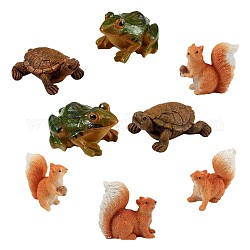 Statua da giardino animale in resina 6 pz, decorazioni da giardino in miniatura, include le rane, tartarughe e scoiattoli, adatto per accessori per la casa delle bambole fai da te, fotografia prop, colore misto, 50~70x28~56mm