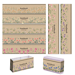 Étiquette de papier de savon, emballages de savon en papier kraft, rectangle, pour emballage de savon, motif de fleur, 50x210mm, 9 style, 10 pièces / style, 90 pièces / kit