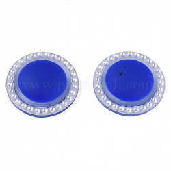 Cabochons acrilico, con perle di plastica imitazione perla in abs, rotondo e piatto, blu, 21.5x6mm