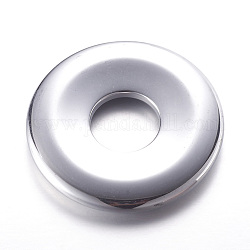 Гальванизировать немагнитных синтетические гематита подвески, пончик / пи-диск, с покрытием платиным, ширина пончика: 13.5 мм, 41x5.5 мм, отверстие : 14 мм