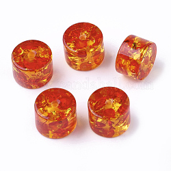 Abalorios de resina, ámbar imitación, columna, rojo naranja, 15x11mm, agujero: 2.5 mm