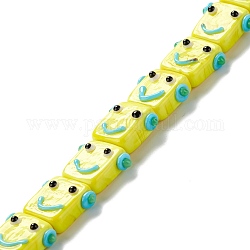 Fili di perline murano fatto a mano, testa del robot, giallo, 13.5~14x10~17x7~8mm, Foro: 1 mm, circa 20pcs/filo, 11.30 pollice (28.7 cm)