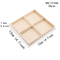 木製収納ボックス  4つのコンポーネントで  正方形  パパイヤホイップ  13x13x1.6cm