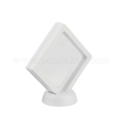Acrylrahmenständer, mit transparenter Membran, für Ohrring, Anhänger, Armband Schmuck Display, Rhombus, weiß, 12x12.1x5.6 cm