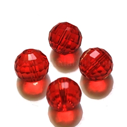 Perles d'imitation cristal autrichien, grade AAA, facetté (128 facettes), ronde, rouge, 10mm, Trou: 0.9~1mm