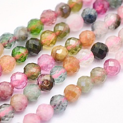 Chapelets de perles en tourmaline naturelle, ronde, facette, 3mm, Trou: 0.5mm, Environ 119~125 pcs/chapelet, 15.3 pouce (39 cm)