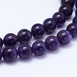 Natürlichen Amethyst runde Perle Stränge, Klasse ab, dunkelblau, 6 mm, Bohrung: 0.8 mm, ca. 64 Stk. / Strang, 15.5 Zoll