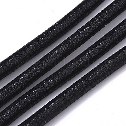 Cordoncino di gomma sintetica tubolare in pvc, tubo cavo, con polvere di scintillio, nero, 5.5mm, Foro: 2.5 mm, circa 54.68 iarde (50 m)/fascio