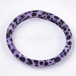 (Jewelry Parties Factory Sale)Silicone Bangles/Key Rings, Covered with PU Leather, For Bangle Keychain Making, Leopard Print, Medium Orchid, 3-1/8 inch(8cm)