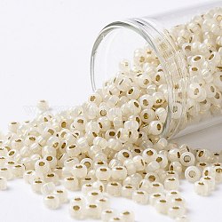 Cuentas de semillas redondas toho, Abalorios de la semilla japonés, (751) ópalo forrado en oro de 24k, 8/0, 3mm, agujero: 1 mm, aproximamente 10000 unidades / libra