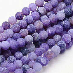 Chapelets de perle en agate naturelle patinée, teinte, mat, ronde, violet foncé, 6mm, Trou: 1mm, Environ 64 pcs/chapelet, 14.6 pouce