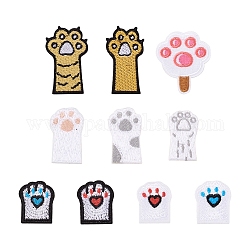 Mega Pet 20Pcs 10 Style Computerized Embroidery Cloth Self Adhesive Patches, Stick On Patch, Costume Accessories, Appliques, Paw Prints, Mixed Color, 2pcs/style