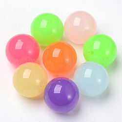 Resin Beads, Round, Mixed Color, 24mm, Hole: 4mm, about 100pcs/bag