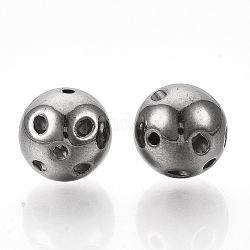 CCB пластиковые шарики, круглый с точкой, металлический черный, 12 мм, отверстие : 1.4 мм, Около 560 шт / 500 г