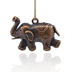 Alloy Big Pendants, Elephant Pendant Necklace Findings, Red Copper, 57x38x2mm, Hole: 4mm