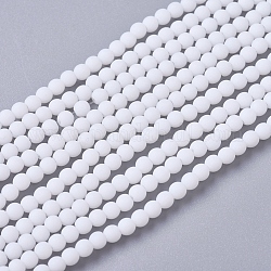 Frosted Opaque Glass Bead Strands, Round, White, 2.5~3mm, Hole: 0.7mm, about 150pcs/strand, 15.35 inch(39cm)