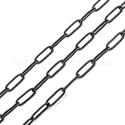 304 Stainless Steel Paperclip Chains, Soldered, with Spool, Electrophoresis Black, 66x61mm, 12x4x1mm, about 32.8 Feet(10m)/roll