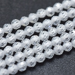 Brins de perles de zircon cubique, ronde, facette, blanc, 2mm, Trou: 0.2mm, environ 14.96 pouce (38 cm), 184 pcs / chapelet