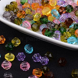 Perles en acrylique transparente, ronde à facettes, couleur mixte, longueur d'environ 8 mm ,  largeur de 8.5 mm, épaisseur de 7mm, Trou: 1.5mm, environ 1650 pcs/500 g