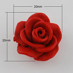 Perline cinabro, fiore, rosso, 20x20x12mm, Foro: 2 mm