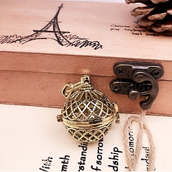 Pendentifs de cage de perles en laiton, Breloques rondes en forme de cage pour la fabrication de colliers et pendentifs en forme de boule de carillon, bronze antique, 22mm