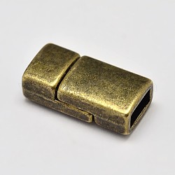 Rectangle Zinc Alloy Magnetic Clasps, Nickel Free, Antique Bronze, 17x9x6mm, Hole: 1mm&2.5x6mm