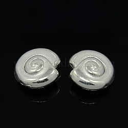 Perles en alliage de style tibétain, sans plomb et sans cadmium, escargot, couleur d'argent, 14x7mm, Trou: 1mm