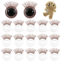Pestañas de muñeca acrílicas pandahall elite, accesorios para maquillaje de ojos de muñeca, para muñecas, coco marrón, 21x1mm, 20 unidades / caja