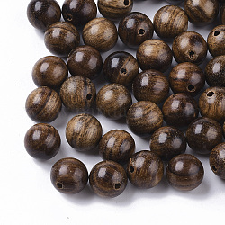 Perline di legno naturale, perle di legno cerate, undyed, tondo, marrone noce di cocco, 8mm, Foro: 1.5 mm