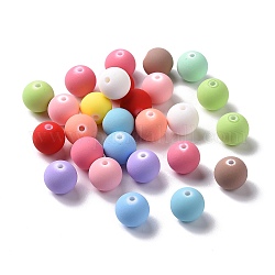 Perlas de plástico abs pintadas con spray, estilo de goma, redondo, color mezclado, 12x11.5mm, agujero: 2 mm, aproximamente 950 unidades / 500 g