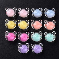 Transparente Acryl Perlen, Perle in Perlen, Bär, Mischfarbe, 16x18x15.5 mm, Bohrung: 3 mm
