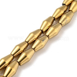 Fili di perline di ematite magnetica sintetica elettrolitica, bicono, oro placcato, 6.2~6.5x12~12.5mm, Foro: 1.4 mm, circa 33pcs/filo, 16.89'' (42.9 cm)