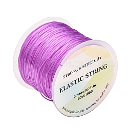 Cuerda de cristal elástica plana, Hilo de cuentas elástico, para hacer la pulsera elástica, púrpura, 0.8mm, alrededor de 65.61 yarda (60 m) / rollo