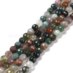 Chapelets de perles en agate indienne naturelle, facetté (128 facettes), ronde, 6mm, Trou: 1mm, Environ 64 pcs/chapelet, 14.96'' (38 cm)