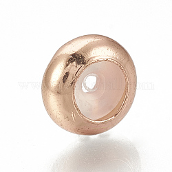 Abalorios de latón, con goma en el interior, bolas de deslizador, de abalorios del tapón, oro rosa, 7.5x4mm, agujero de goma: 1.2 mm