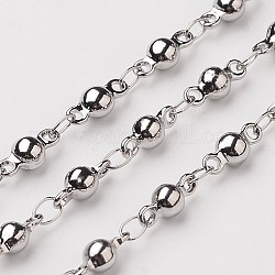 304 Stainless Steel Ball Link Chains, Soldered, Decorative Chains, with Spool, Stainless Steel Color, 3.5mm, about 32.8 Feet(10m)/roll