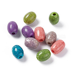 Crackle Opaque Acrylic European Beads, Large Hole Oval Beads, Imitation Turquoise, Mixed Color, 19.5~21.5x15.5~16mm, Hole: 4.5~5.5mm, about 167pcs/500g