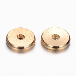 Perline di distanziatore in ottone, rotondo e piatto, oro chiaro, 6x1.5mm, Foro: 2 mm