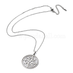 201 collier pendentif étoile en acier inoxydable avec chaînes forçat, couleur inoxydable, 17.72 pouce (45 cm)